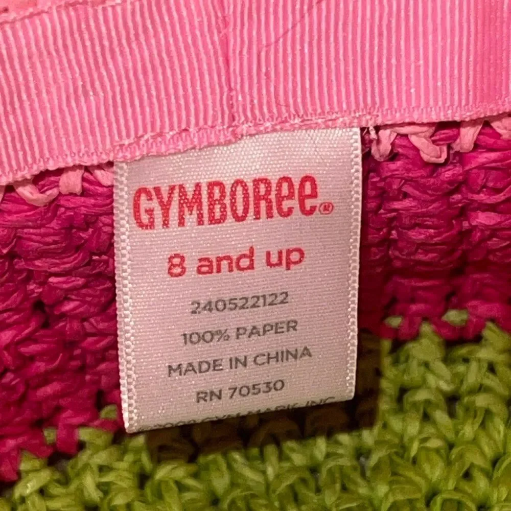 Gymboree Striped Straw Crochet Bucket Hat Wide Brim Pretty Lady Girls 8 & Up EUC